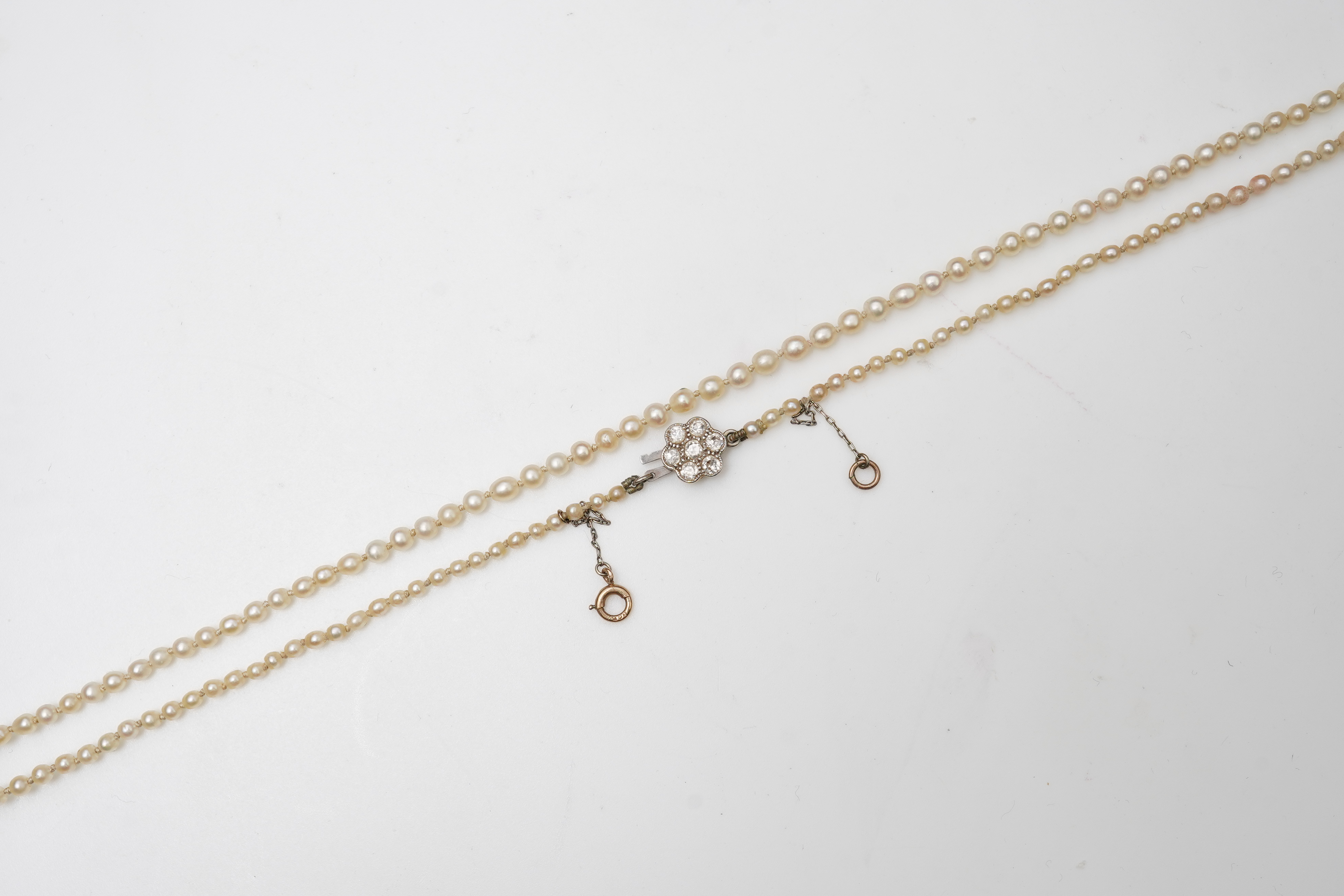 An Edwardian pearl and diamond necklace, early 20th century